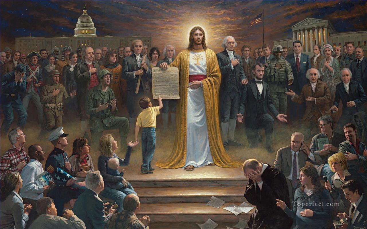 Jésus exhorte l’Amérique à se repentir Religieuse Christianisme Peintures à l'huile